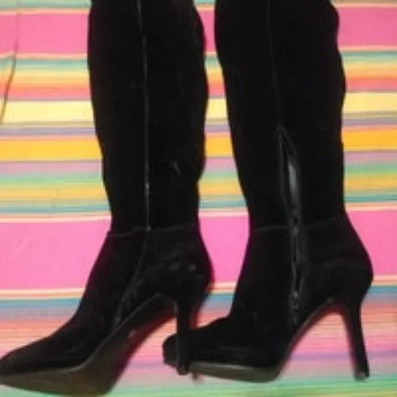 Size. 9 Black Suede Boots Over the Knee Boots - Picture 1 of 12